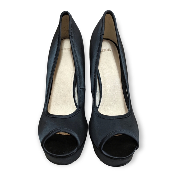 ASOS Black Satin Platform Peep Toe Heel,  US 8 (UK 6) - Picture 8 of 11